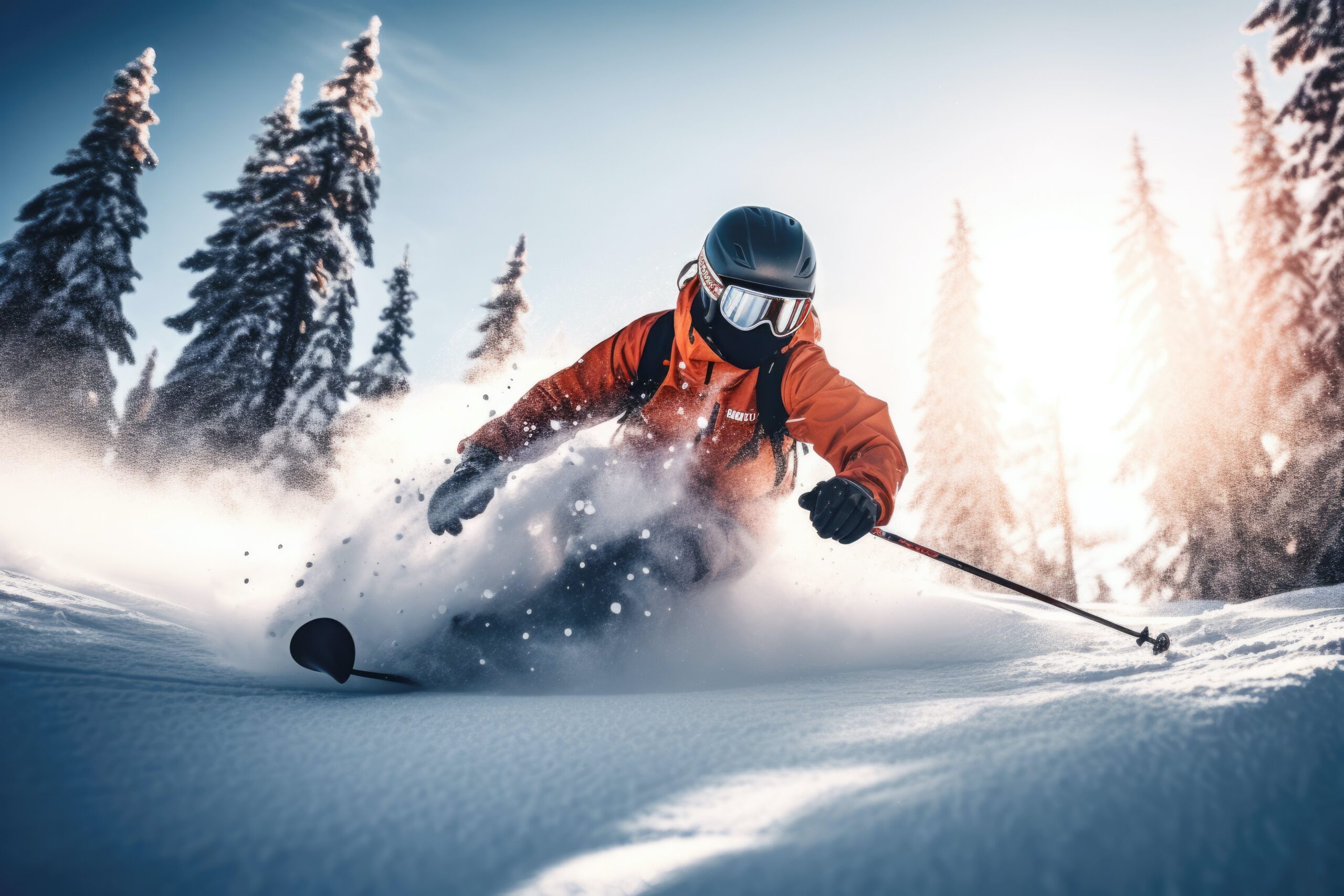 person skiing down mountain