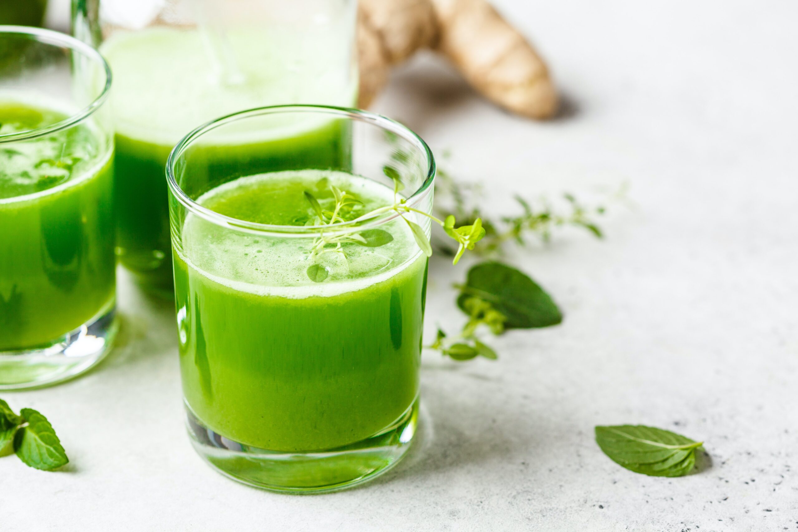 green healthy juices close up 