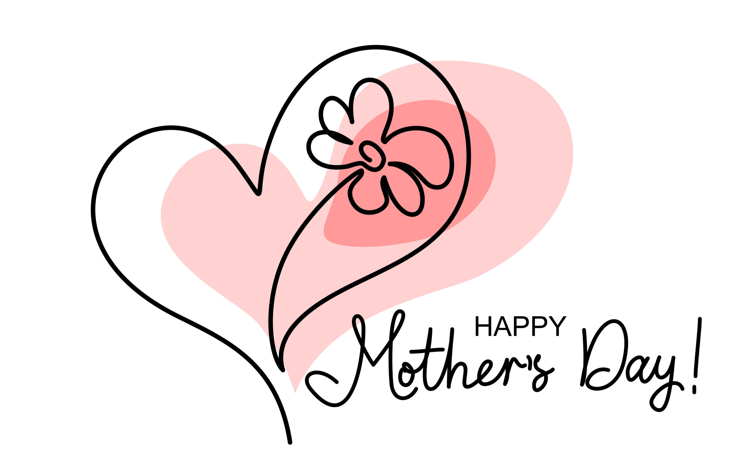Happy Mother day card. Flower inside heart