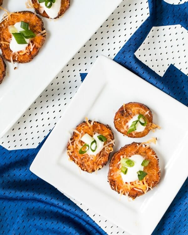 sweet potato bites on a white plate