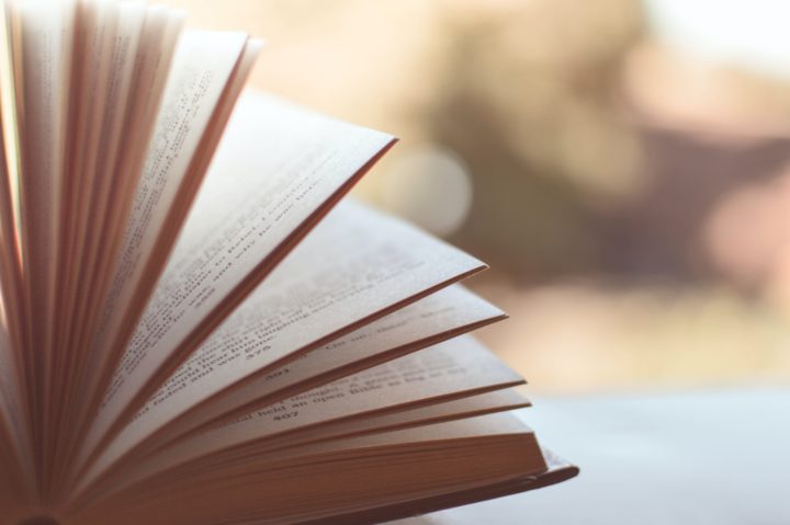 A book open on a table 