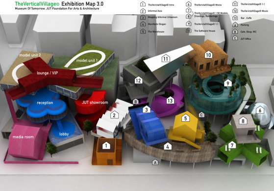 Cooper Hewitt Trienial features The Vertical Village a multi-colored cluster living design