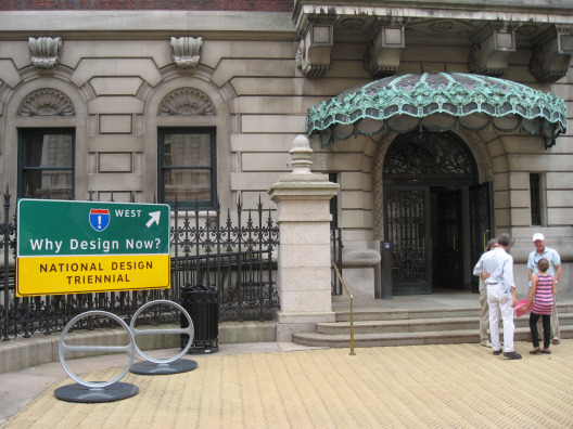 Cooper Hewitt Museum National Design Triennial 2010 Why Design Now? entrance sign to the building