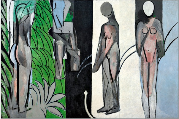Henri Matisse artwork 4 abstract figures at various angles mimin bathers in the grass and sun