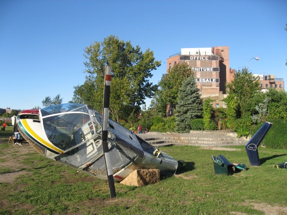 Socrates Sculpture Park in Queens fake helicopter wreckage