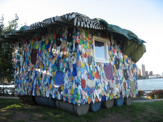 Socrates Sculpture Park colorful floating houseboat