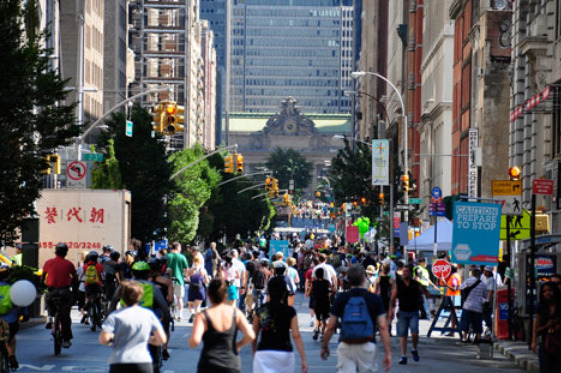 Summer Street NYC festivals crowds fill the streets with runners, bikers, skaters, and walkers