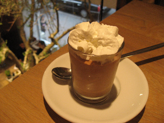 After dinner drink of cappucino with whipped cream at Vapianos restaurant